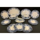 An Alfred Meakin Flow Blue Oxford pattern part dinner service, comprising two tureens, serving