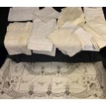 Linen and Lace - white table cloths, doylees, etc