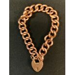 A 9ct curb bracelet, heart clasp, 18.6g