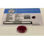 Loose Gemstone - a natural ruby, oval cut, 17.1ct, GLI certificate