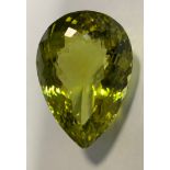 Loose Gemstone - a natural green gold quartz, pear cut, 86.6ct, GLI certificate