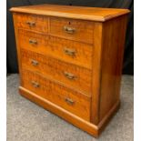 A late Victorian walnut chest of drawers, two short over three long graduated drawers, 111.5cm