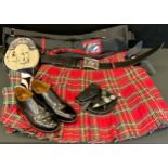 Fashion & Textiles - Scottish Regalia, Kilt, size 46, possibly Royal Stewart; sporrans; shoes; Scian