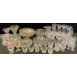 Glassware - Cut glass bowls, vases, wineglasses, sherry glasses, tumblers; etc