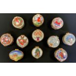 Staffordshire Enamels pill boxes. limited editions, Christmas 1981, 22/400, 1982, 248/1000, 1983,