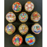 Halcyon Days Enamel Pill Boxes, Christmas 1991, 93, 94, 95, 96, 97, 98, 99, 2000, 2001