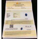 Loose Gemstones - an oval cabochon cut tanzanite, 11.02ct, IDT certificate