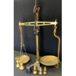 A 19th century Parnall & sons of Bristol, cast iron and brass grocers balance scale, 87.5cm high;