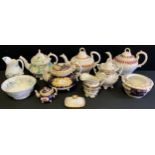 English Porcelain - Rococo and other teapots; 19th century jugs and bowls; etc