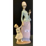 A Lladro figure, of a lady and daughter, holding a parasol, 36cm high, printed mark