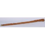 A 19th century rustic thornwood walking stick, later presentation roundel for Wellingborough Golf
