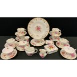 Royal Crown Derby - Posies pattern inc six setting tea set; plate, trinket dish and cover etc