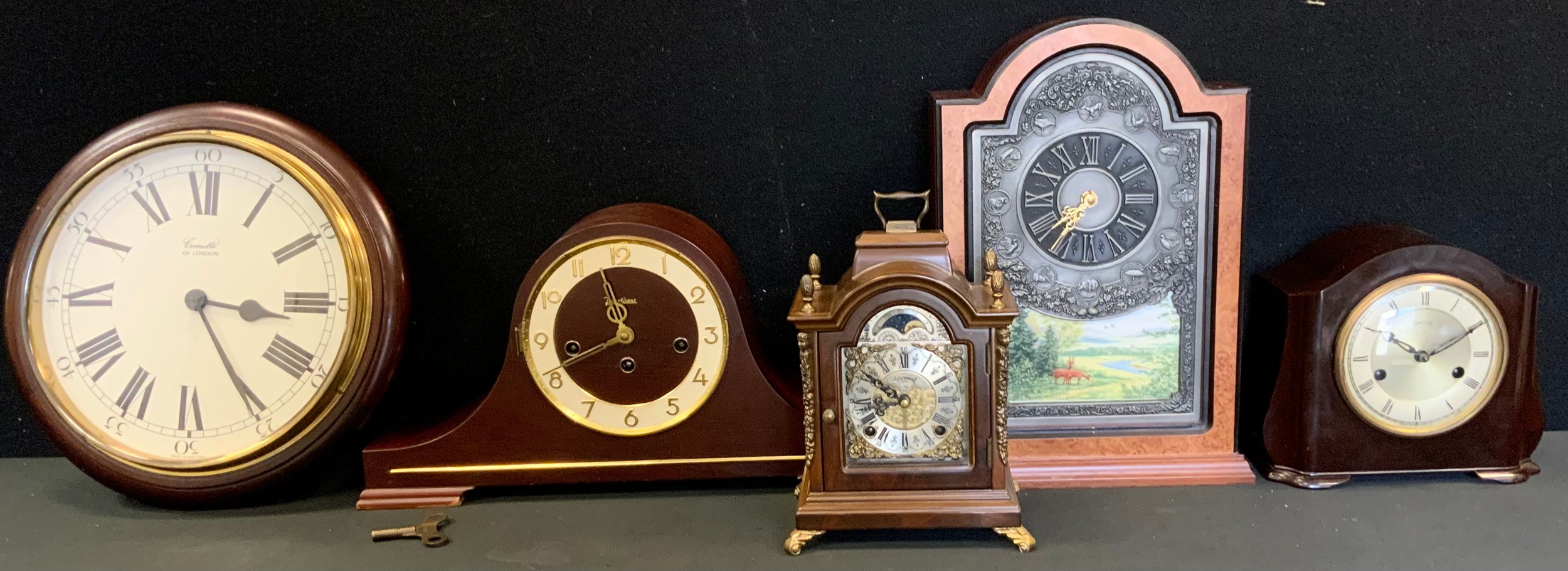 Clocks - Comitti of London wall clock, Smiths Bakelite mantel clock; others etc