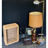 Boxes & Objects - wicker basket, Russell & Bromley handbag; others; embroidered panel; novelty Chess