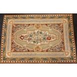 An Aubusson style embroidered rug / wall-hanging, 180cm x 122cm.