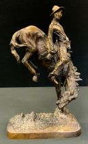 After Frederick Remington, 'The Outlaw', bronze sculpture, 42cm tall.