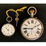 A lady's continental 800 grade silver cased open face pocket watch, key wind movement; another