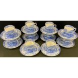 A Spode Italian pattern part coffee set, cups and saucers, for ten, printed marks