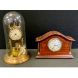 A Walker & Hall inlaid mahogany mantel clock, white dial, Roman numerals, French movement, 18cm