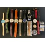 Watches - Seiko automatic wristwatch, 7S26-3040; Favre Leuba sea chief, blue dial; others Festina