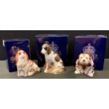 A Royal Crown Derby Imari British Bull dog, gold stopper, boxed; others Cavalier King Charles