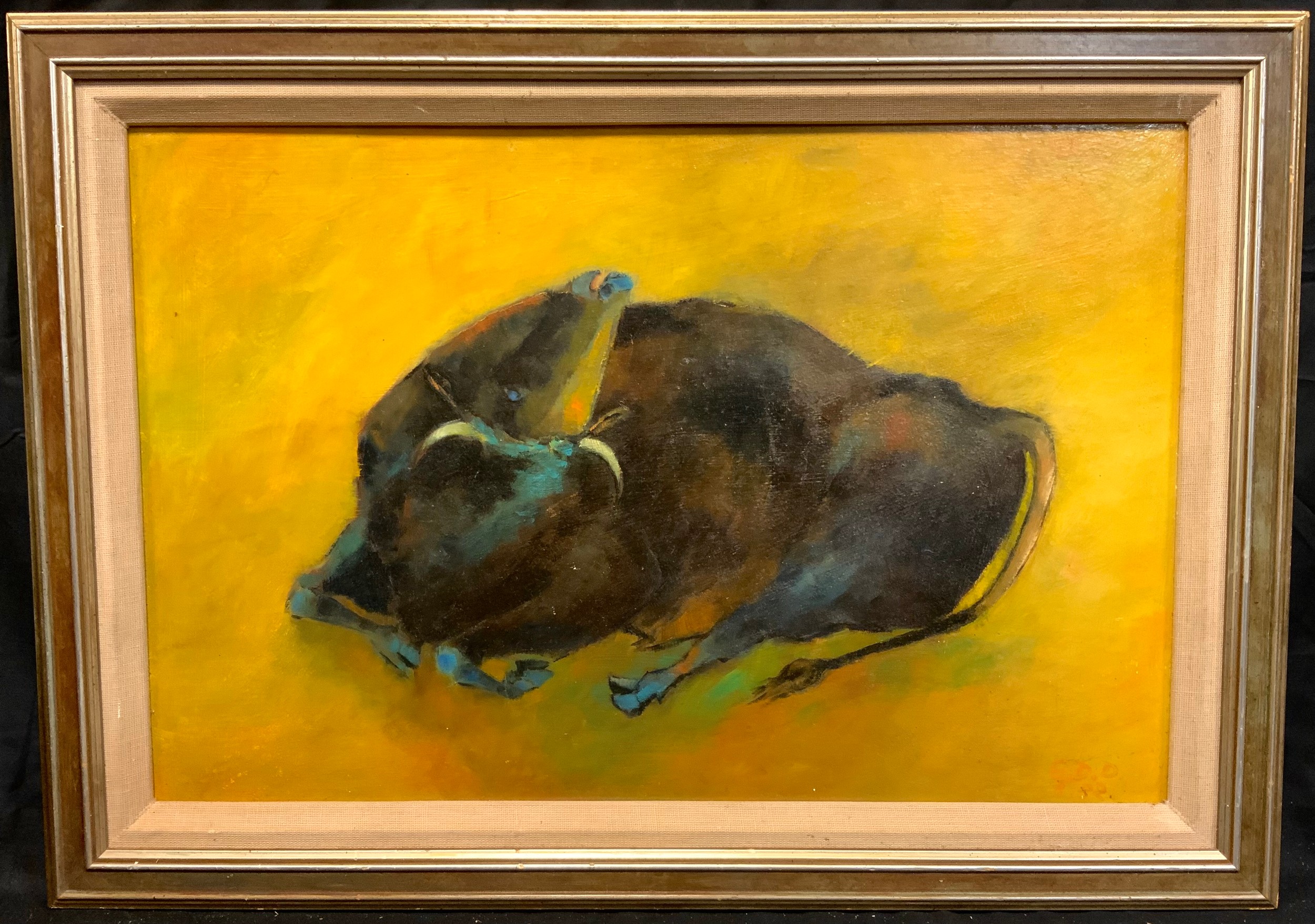 Emilie Duboscq-Dugène (French modern school), 'Le Mort du Petit Toro', signed, oil on board, 32cm