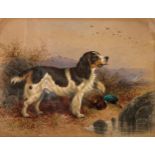 Charles E Brittan (1837-1888) Spaniel and Game signed, watercolour, 16cm x 21cm