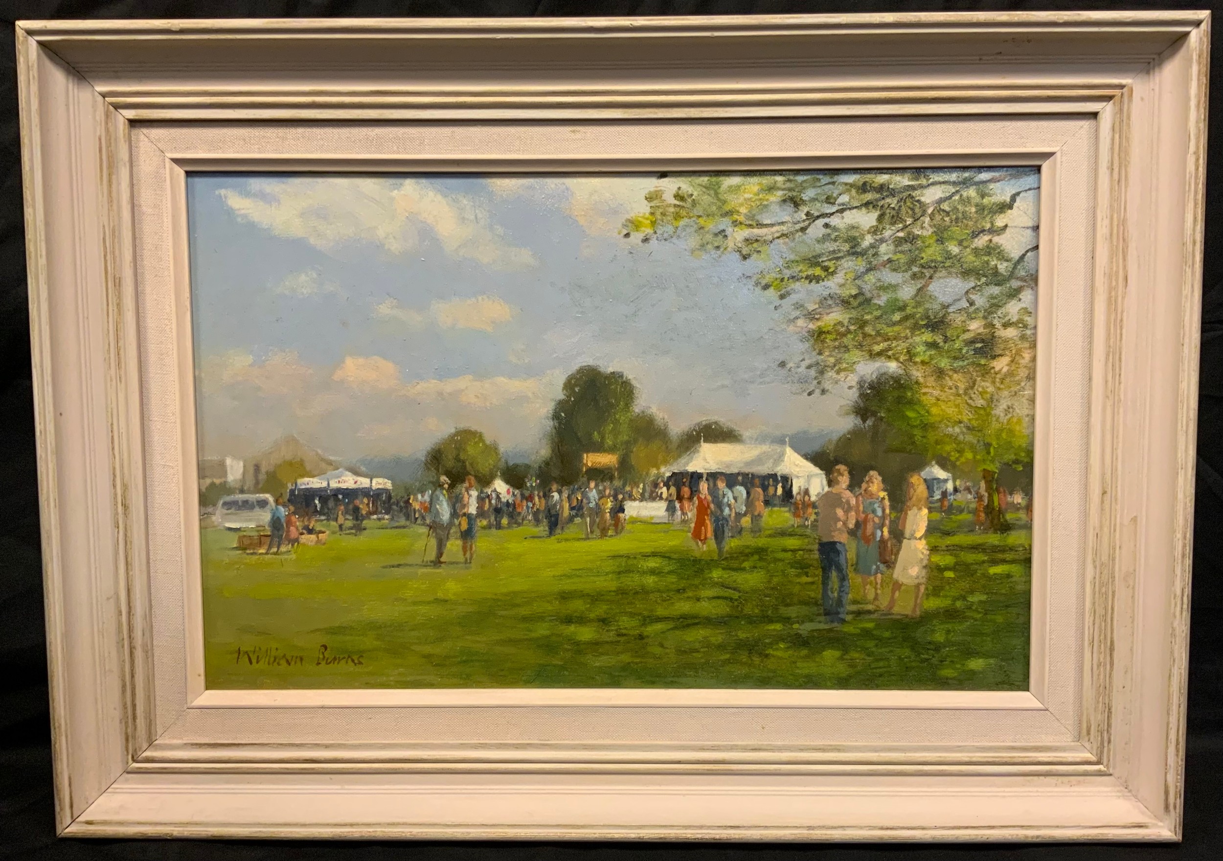 William Burns, FRSA, FSAI, (1923-2010), 'Village Fete', signed, oil on board, 29.5cm x 47cm.