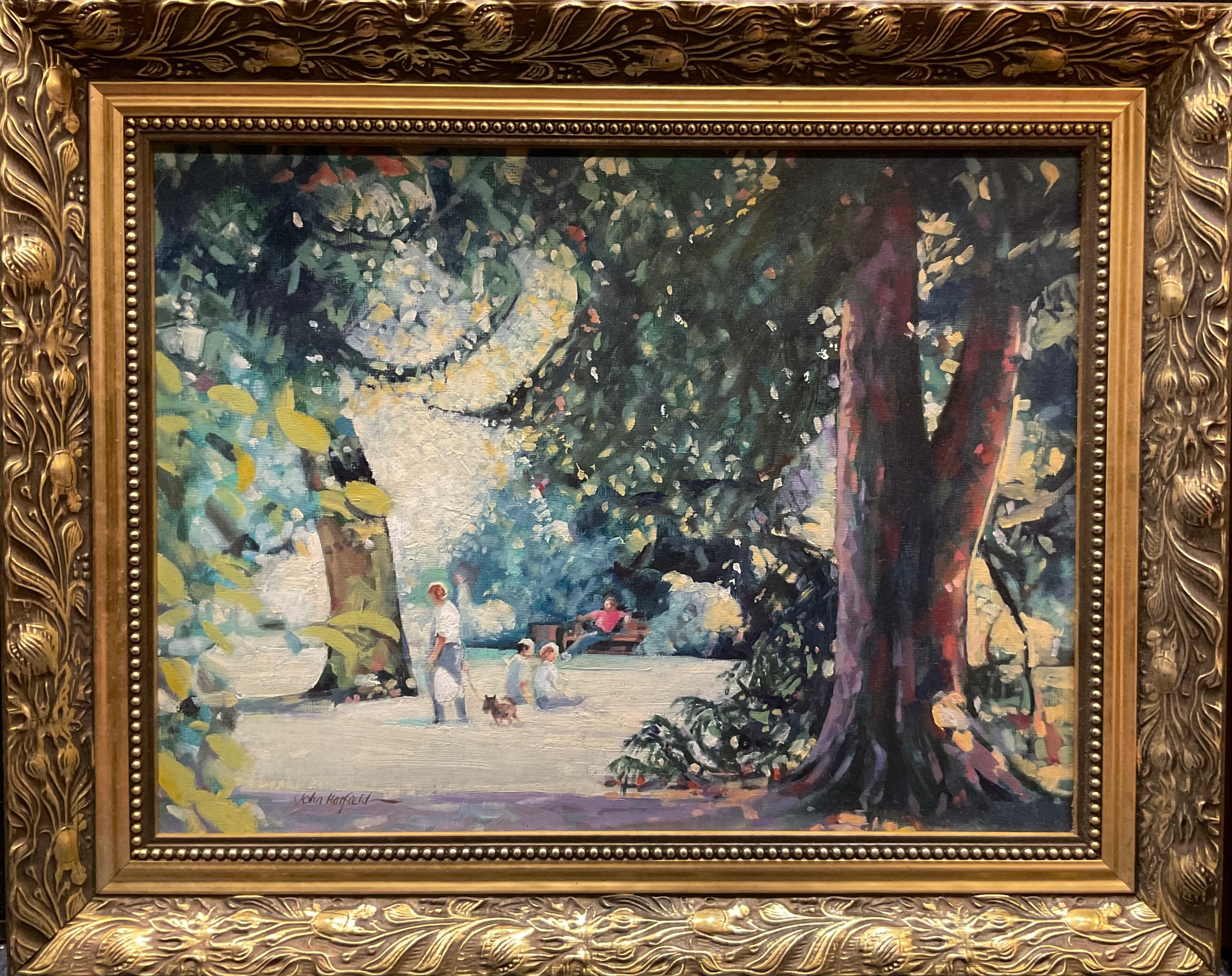John Hatfield (second-half, 20th century) A pair, Summer in the Park signed, oil on boards, each - Image 2 of 5