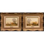 Vincent Selby (1919 - 2004) A Pair, Autumn Days, signed, oils on board, 14cm x 19.5cm, (2).