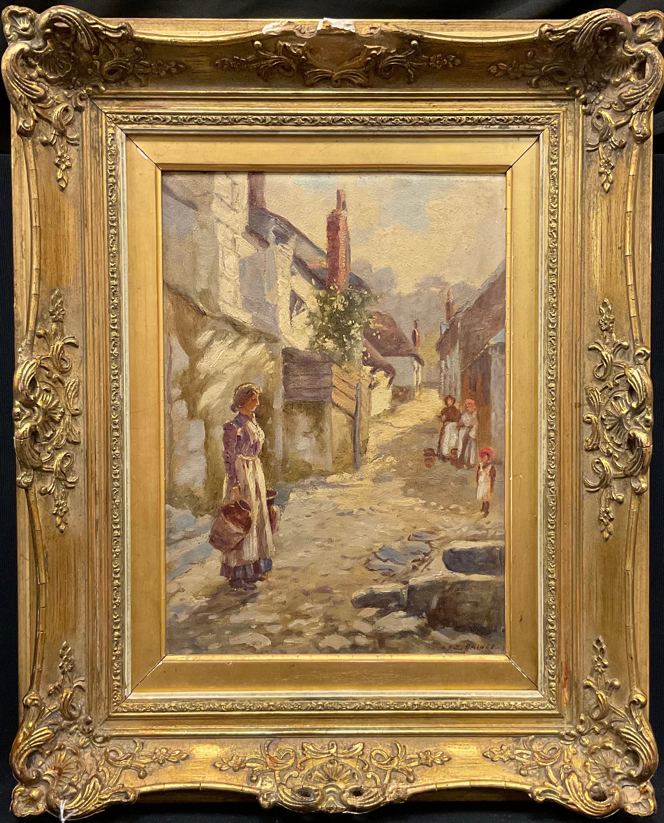 F.L. Baines (20th century) Fetching Water signed, oil on board, 34.5cm x 24.5cm