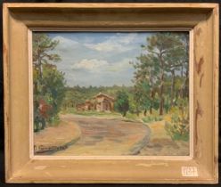 Impressionist school, (French - mid 20th century), A Villa, Southern France, indistinctly signed,