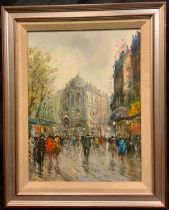 French school, mid 20th century, in the style of Antoine Blanchard, 'Parisian Street with