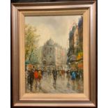 French school, mid 20th century, in the style of Antoine Blanchard, 'Parisian Street with