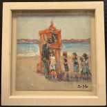 Ross Foster (20th century) Punch and Judy signed, oil on board, 26cm square