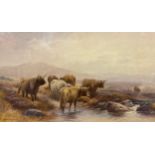 Tom Rowden (1842-1926) Highland Cattle signed, watercolour, 21cm x 36cm