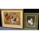 Helen Mortley, Pair of Light Sussex Chickens, signed, watercolour, 30cm x 23cm; a signed, limited