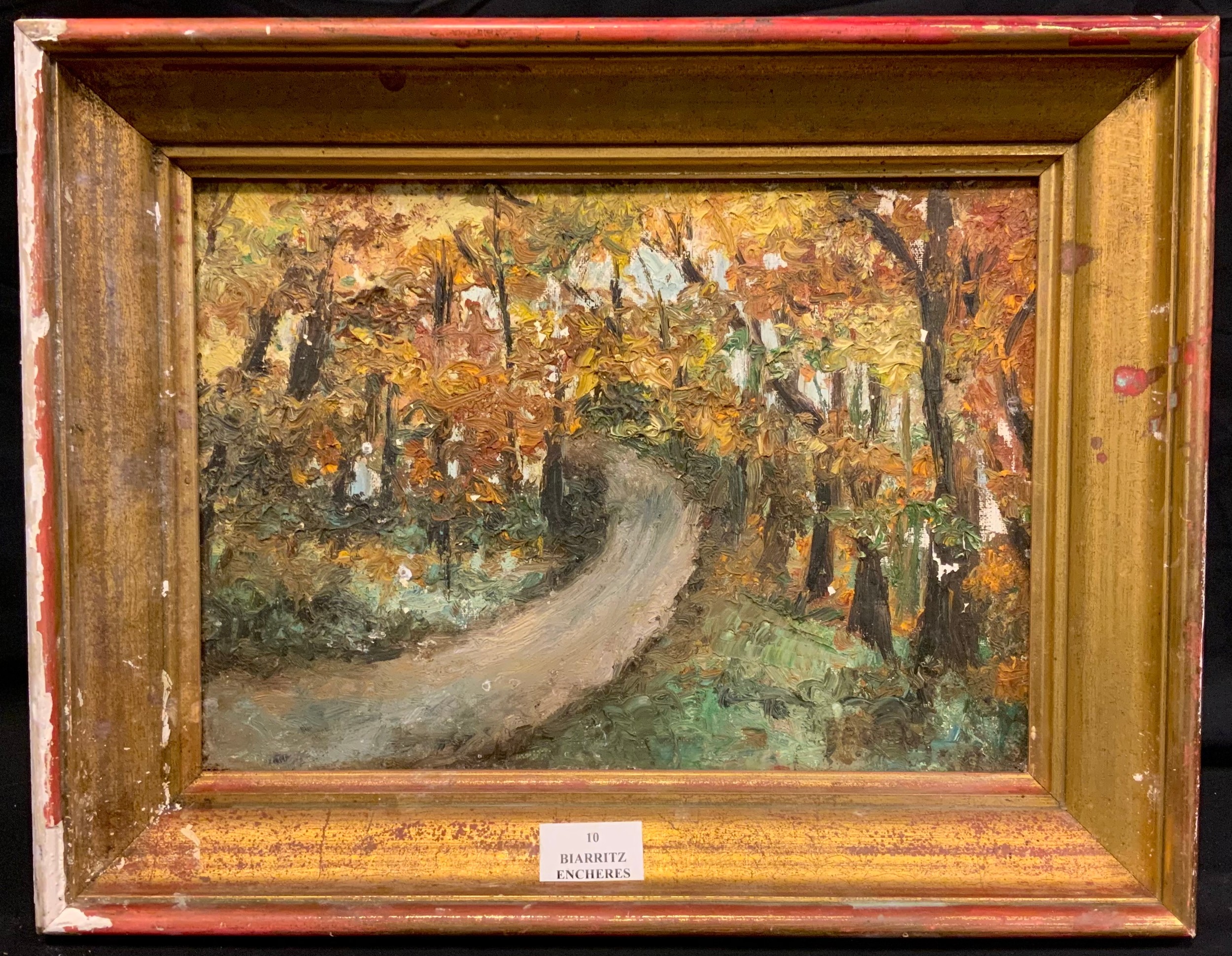 Impressionist school, (mid 20th century), A Track through the Autumn Beeches, oil on canvas, 24cm