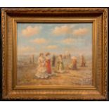 Karine Firmin Girard, 'Dia de Playa' Beach day, signed, oil on canvas, 51cm x 61cm.