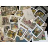 An interesting folio of watercolours and drawings, various subjects, figurative studies, still life,