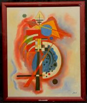 Modern school, after Wassily Kandinsky, 'Abstract Composition', oil on board, 61cm x 50cm.