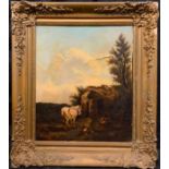 English school, In the manner of John Ferneley, A White Horse and his master, bears signature, oil