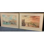 Continental School A Pair, Maltese landscapes, signed, watercolours, 36cm x 55cm, (2).