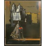 Emvin Cremona Papal Image signed, dated '77, 63cm x 50cm