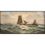 Leroux (French school, mid 20th century), Stubborn Seas and Stoic Sail, signed, oil on canvas,