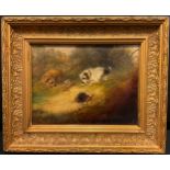 Frank Cassell (1862-1908) Terrier by a Rabbit Hole oil on canvas, 19cm x 25cm