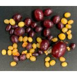 Jewellery - cherry amber resin and other beads, ranging from approx 28mm to 8mm, 48g gross