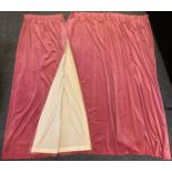 Large pair of pink velvet curtains 225cm length x 228cm width