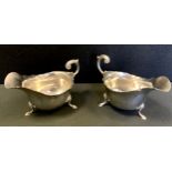 A pair of George V silver sauce boats, S Blanckensee & Son Ltd, Birmingham 1930, 6.24ozt