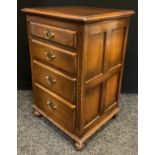 A small Bevan Funnell narrow oak chest, four graduated drawers, bun feet, 70cm tall x 45cm wide x